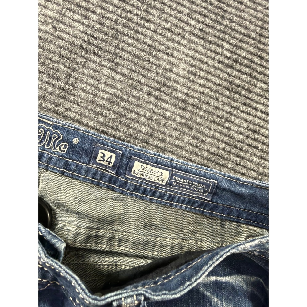 Miss Me Jeans Womens 34 Mid Wash Distressed Straight Leg Embroidered Flap Pocket - Picture 11 of 14
